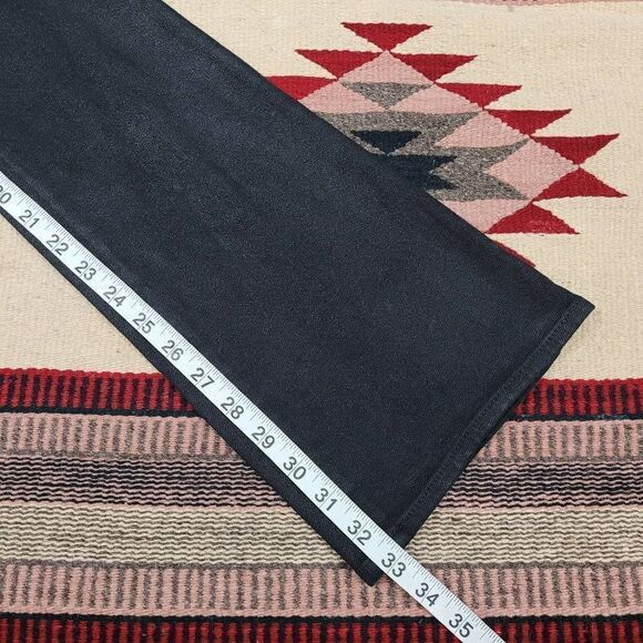 L'Agence Oriana High Rise Straight Leg Noir Coated Jeans Sz 24 Black Shimmery - Picture 9 of 12